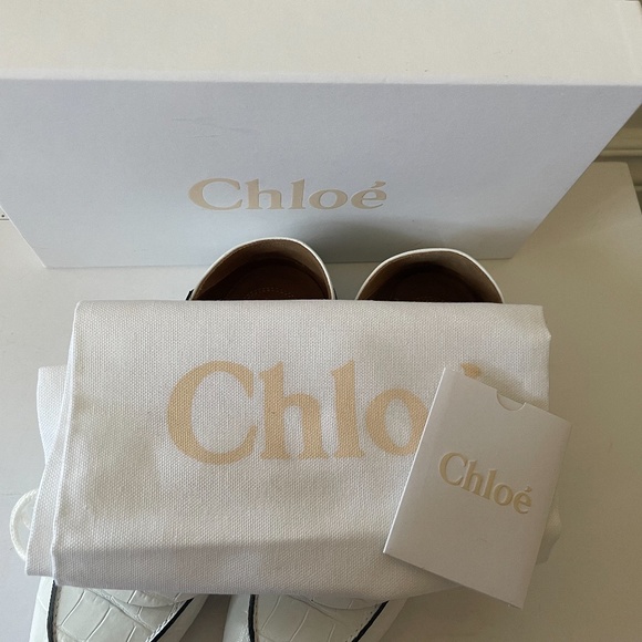 "SOLD"EMT 550 NEW Chloe Flat Leather Logo Fold- Down Loafers - Picture 7 of 8